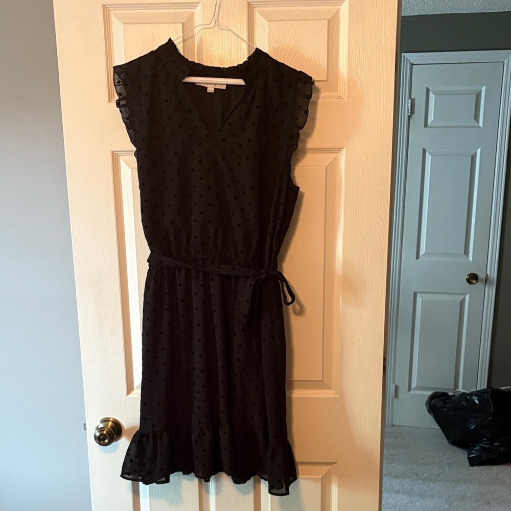 LOFT Black Polka Dot Mini Dress